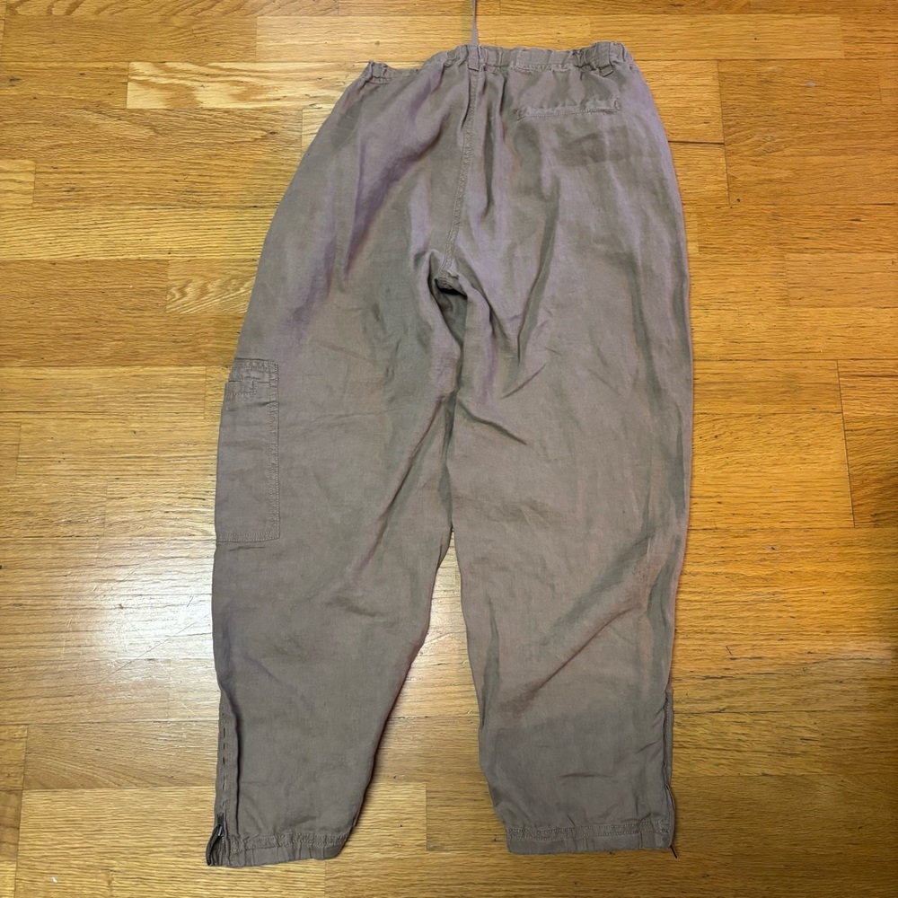 Eileen Fisher Organic Linen Lagenlook Resortwear Career Cargo Ankle Zip Pants S - Picture 3 of 6